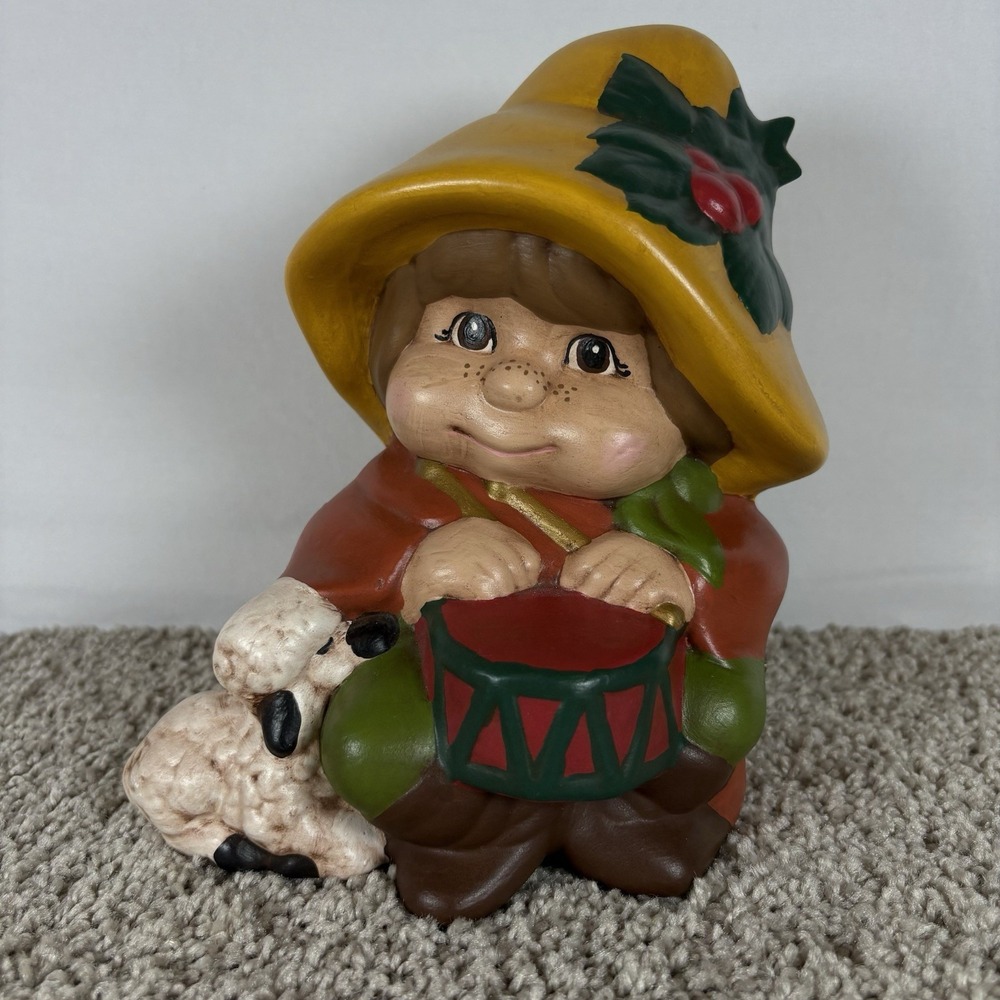 Cece Little Drummer Boy Figurine Unisex 7.5" Vintage 1979 Ceramic Musical Lamb